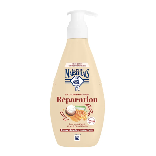 LE PETIT MARSEILLAIS Lait Soin Hydratant Réparation Beurre De Karité, Aloès & Cire D’Abeille 400ml